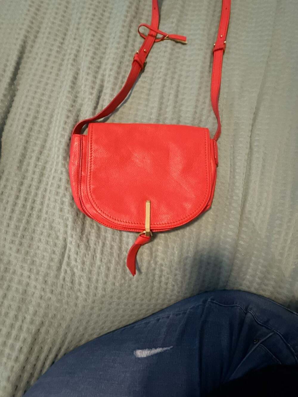 Vera Bradley Carson Saddle Bag in Red Leather